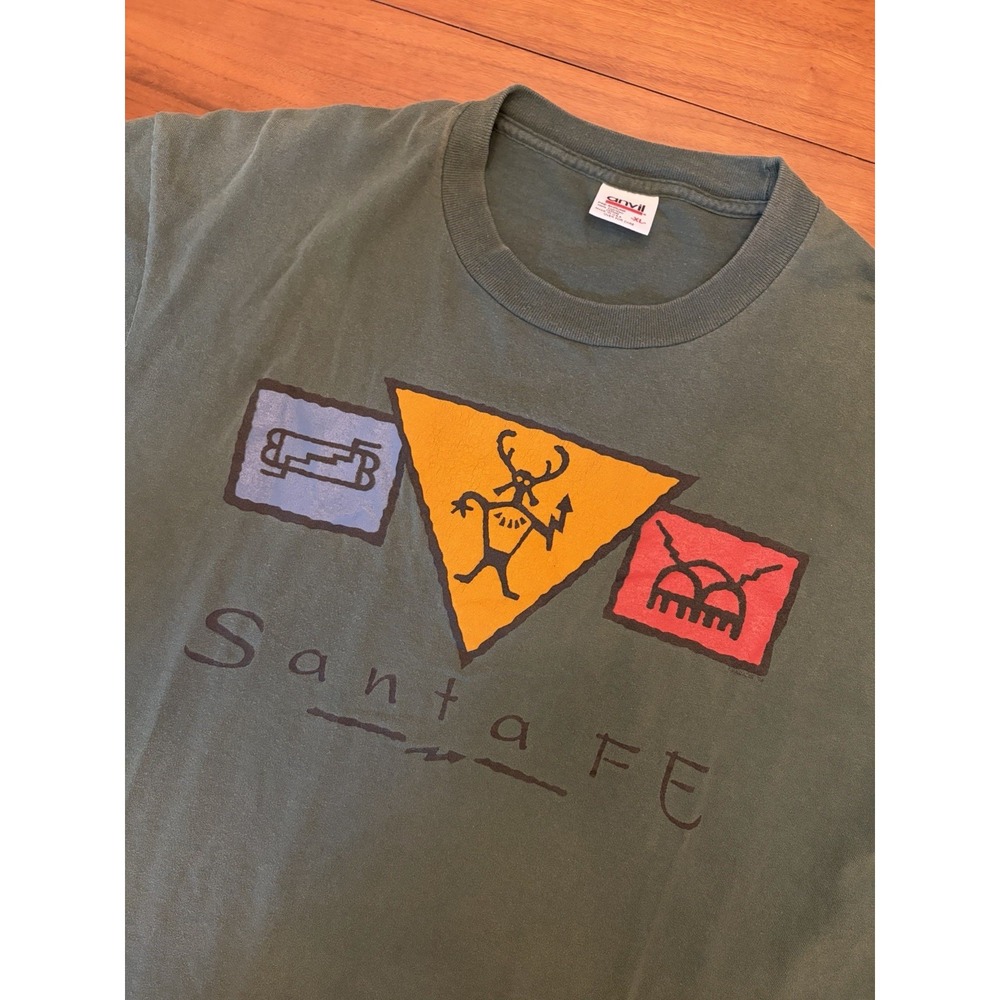 Vintage Santa Fe New Mexico T-Shirt Sz XL Single Stitch Petroglyph Southwest USA